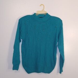 Bead Embellished Women's Silk Angora (Rabbit Hair) Sweater